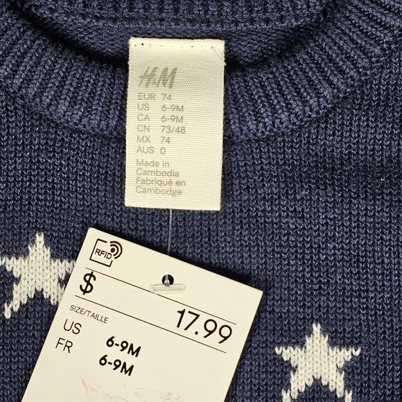 H&M Infant's Navy Pullover Sweater with White Fuzzy Polar Bear NWT 6-9 months - Picture 5 of 8